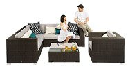 6 person Modular Sectional Outdoor Furniture Set - Java Brown