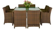 Contemporary 8 person Outdoor Furniture Dining Set - Java Brown